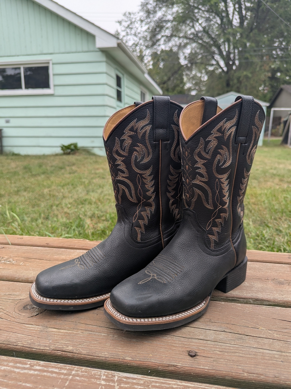 Shyanne Black Western Leather Cowgirl Boots with Size 8